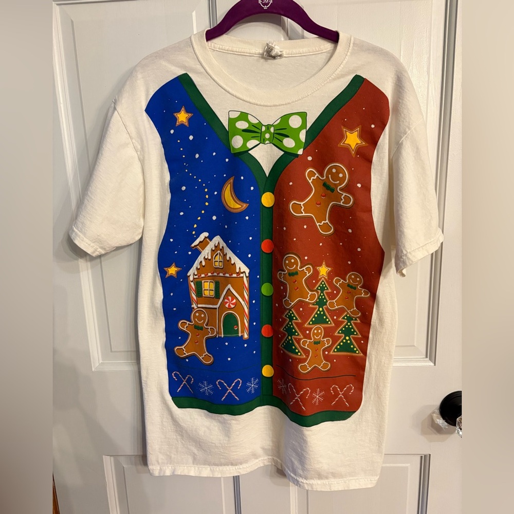 CHRISTMAS T SHIRT Ugly T Ugly Sweater men’s M Gingerbread Men 100% cotton